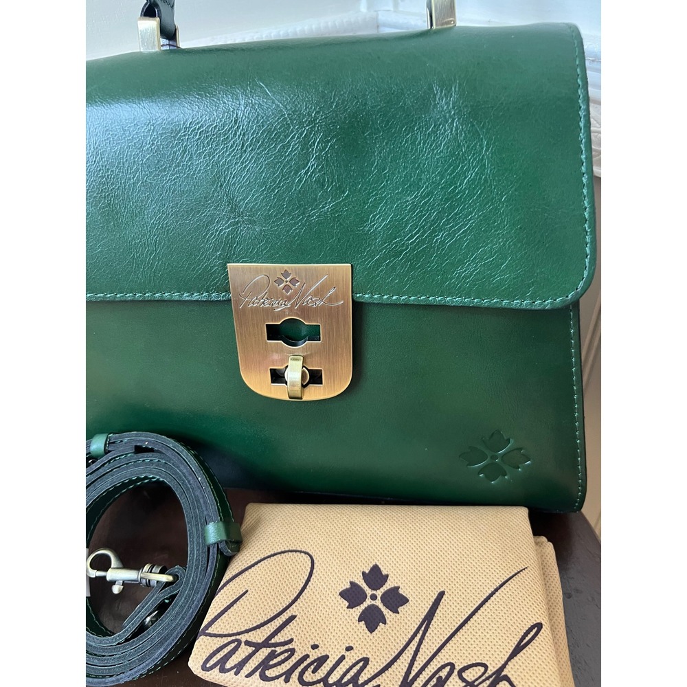 Patricia Nash Chauny Satchel Vintage Distressed Leather Soft Green Bag NWT - Picture 9 of 11